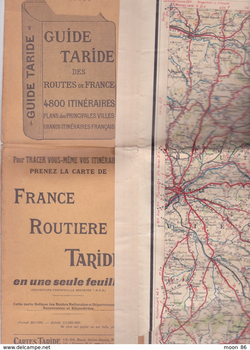 CARTE TARIDE  ROUTIERE ANCIENNE N 15 AUVERGNE LIMOUSIN - Roadmaps