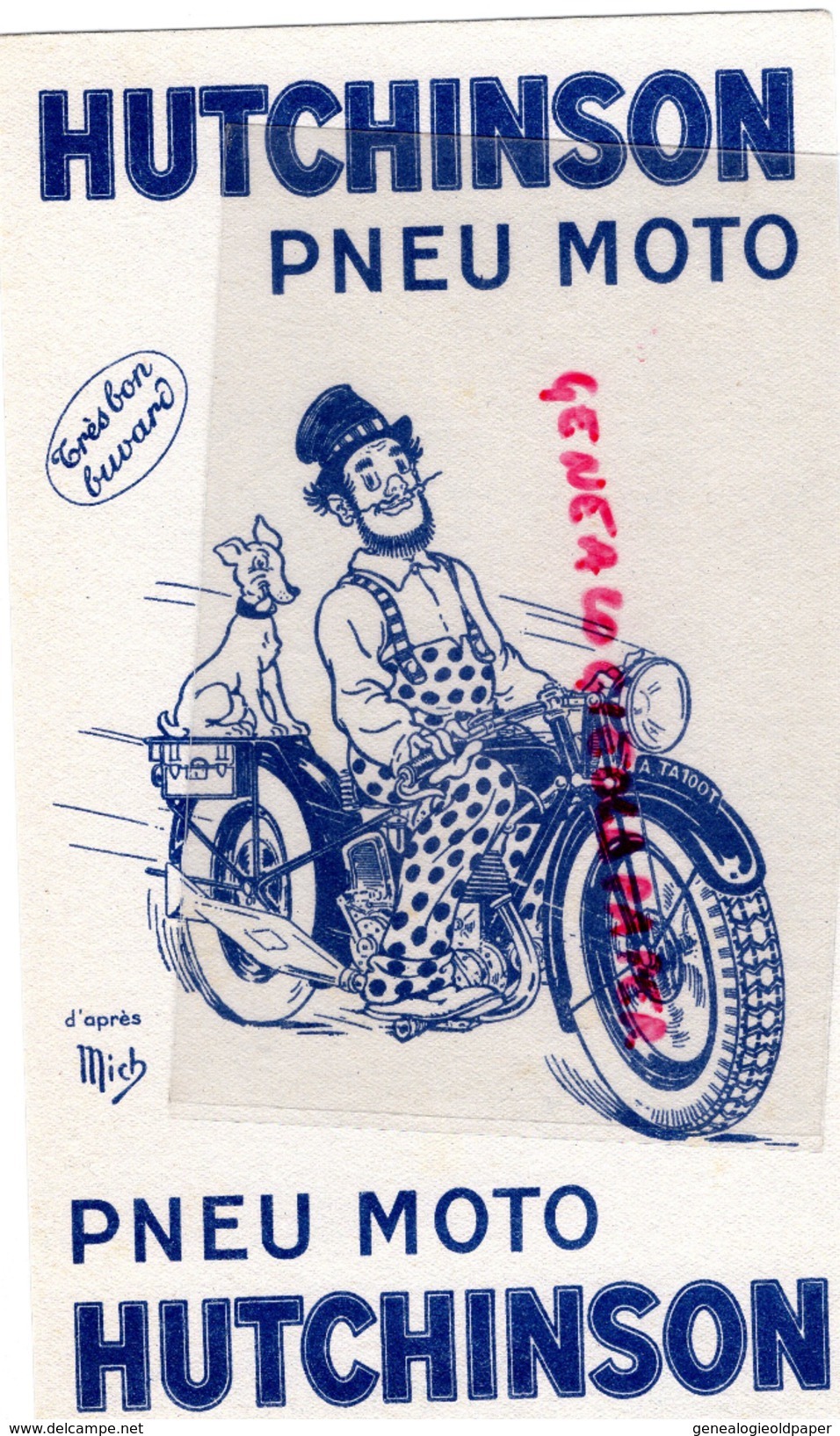 24 - PERIGUEUX- BUVARD HUTCHINSON PNEU MOTO- D' APRES JEAN MICHEL LIEBAUX DIT MICH DESSINATEUR CARICATURISTE - Bikes & Mopeds