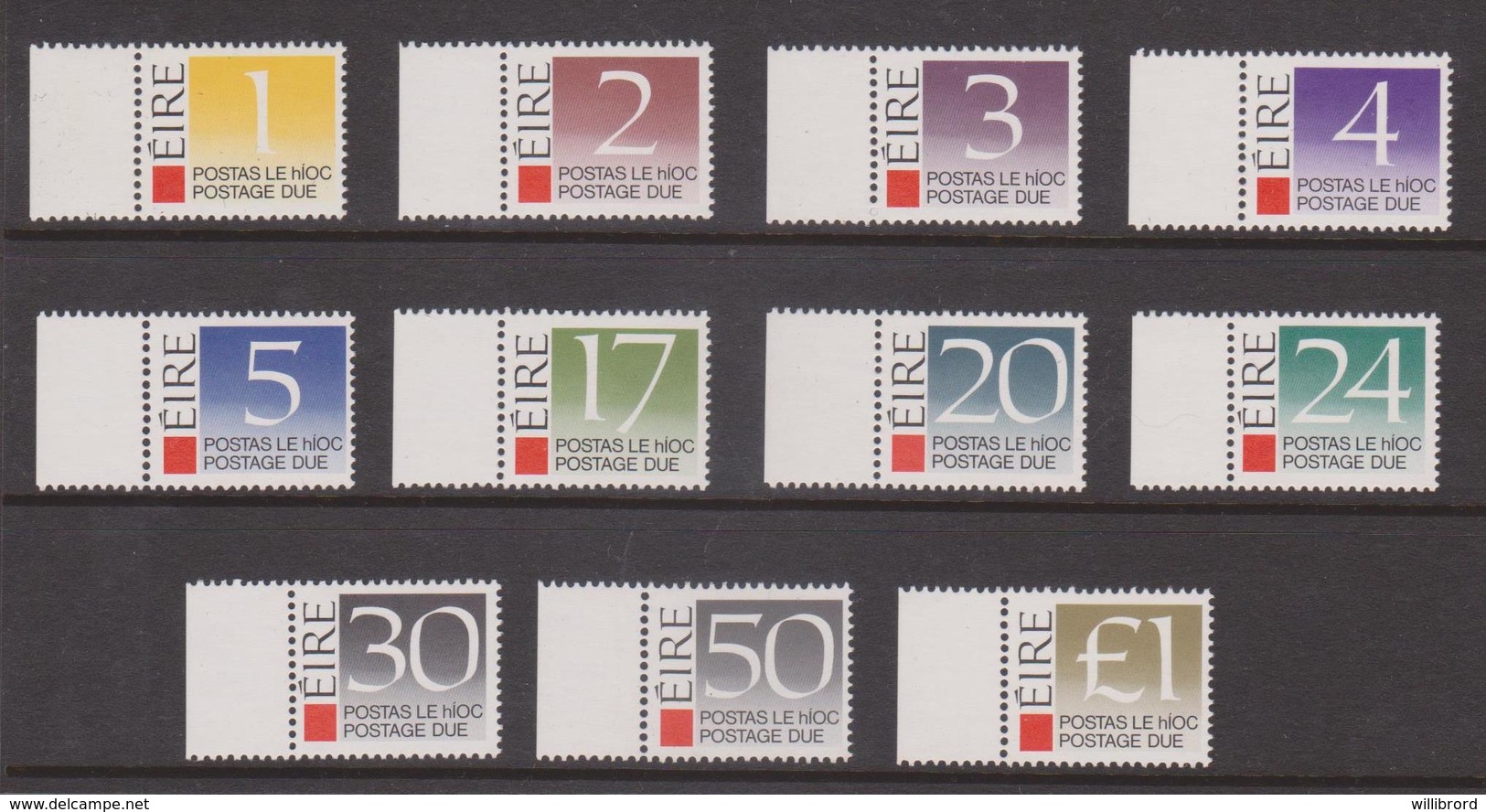 IRELAND - 1988 Postage Due Cplt Set Of 11 - Mint Never Hinged - Pristine - Portomarken