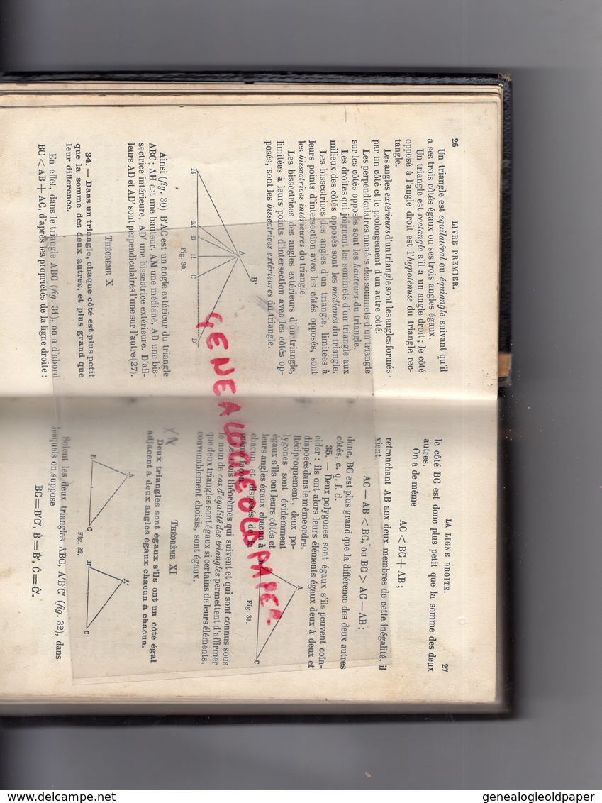 87-BELLAC-RARE LIVRE ECOLE PRIMAIRE SUPERIEURE PROFESSIONNELLE-MAUMY- GEOMETRIE PAR ANDOYER-J. TANNERY-PARIS BELIN-1906 - 6-12 Ans