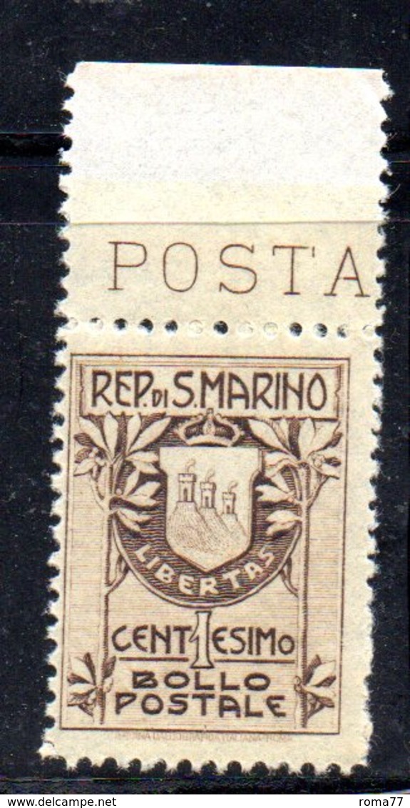 7/490 - SAN MARINO 1907 , 1 Centesimo N. 49 Integro  *** - Nuevos