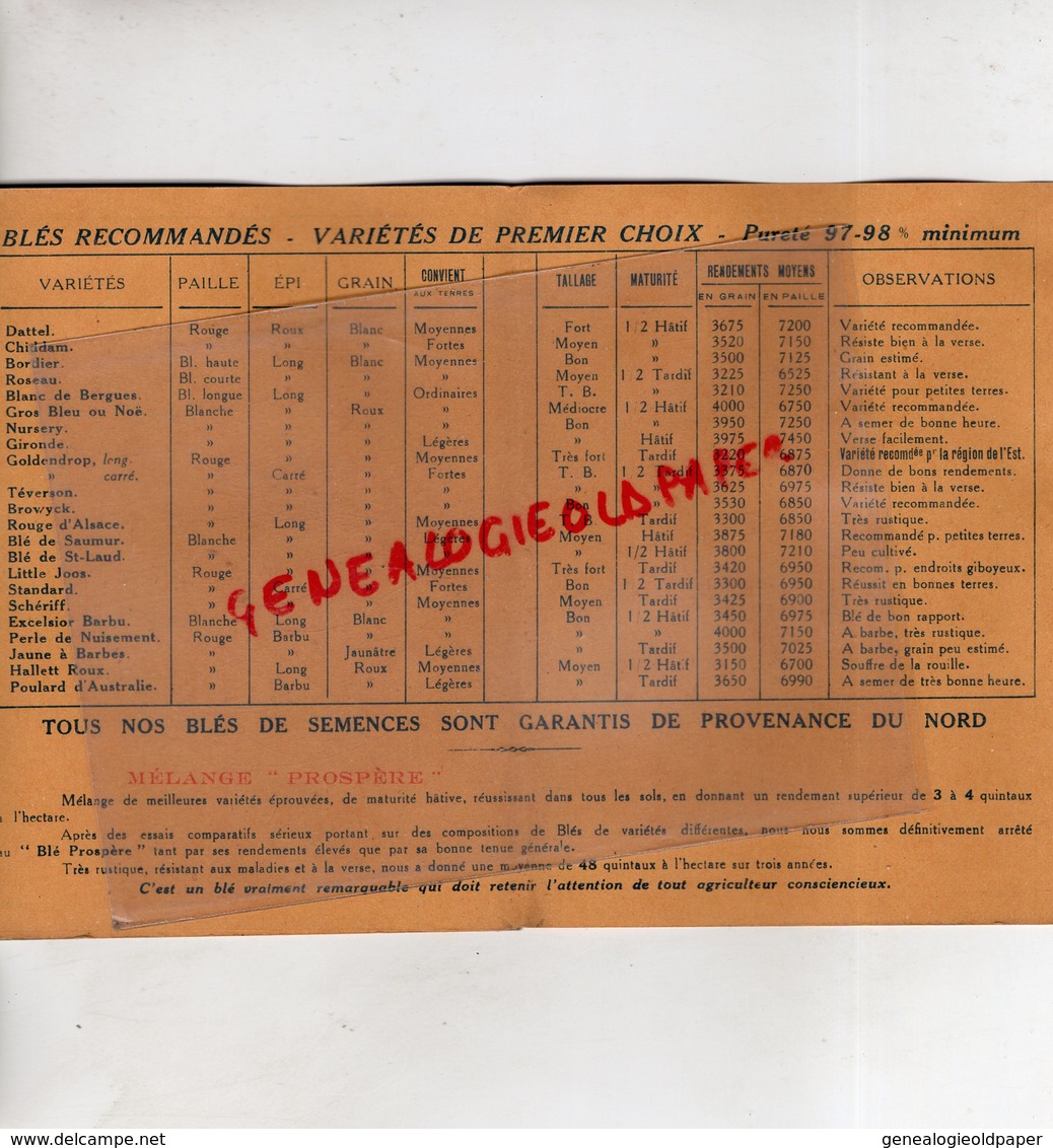 59- BEUVRY- RARE CATALOGUE SEMENCES SELECTA- ETS. DELECROIX MONTAIGNE-AGRICULTEUR CHEVALIER MERIRE AGRICOLE-1925 - Agriculture