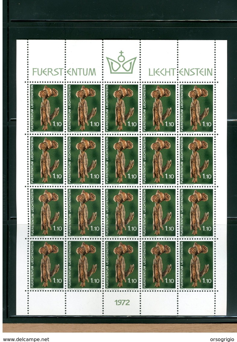 LIECHTENSTEIN - BLOCCO FOGLIETTO MNH - 1972 - SCULTURE - Wooden Sculptures 3v - Blocs & Feuillets