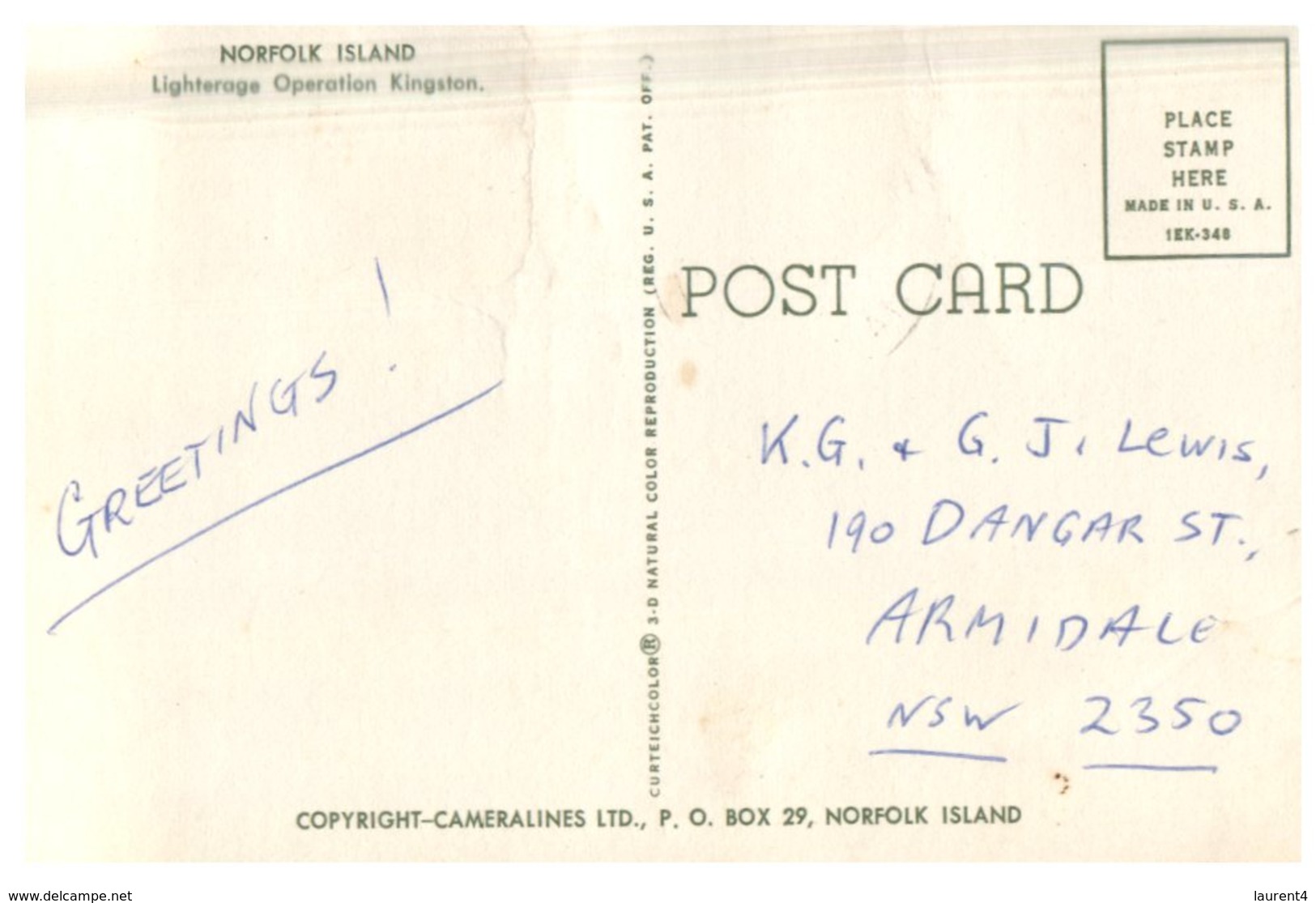 (500) Norfolk Island - Lighterage Operation Oin Kingston (center Thin Bent On Rare Card) - Norfolk Island