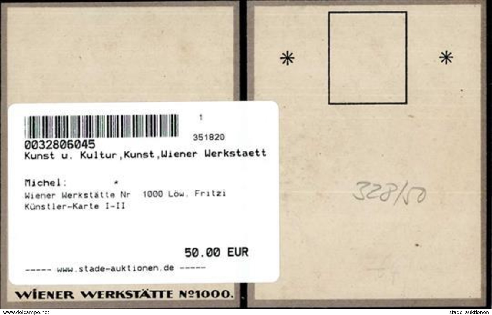 Wiener Werkstätte Nr. 1000 Löw, Fritzi Künstler-Karte I-II - Ohne Zuordnung