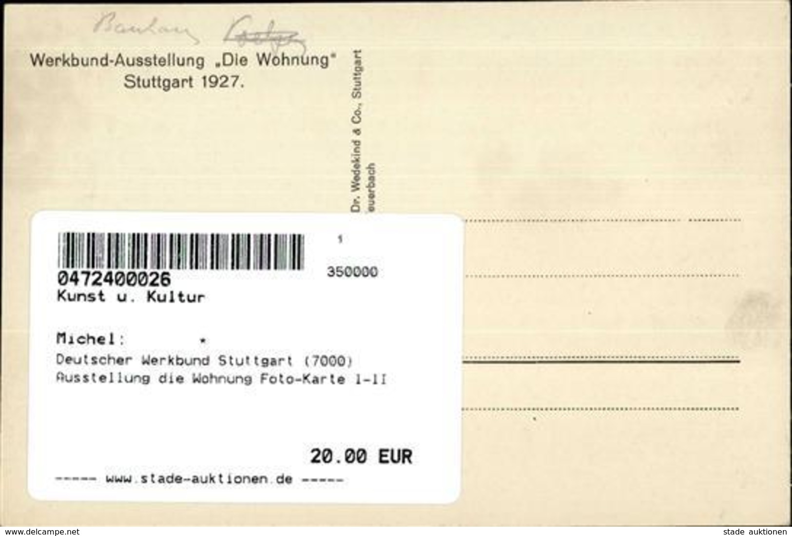 Bauhaus Deutscher Werkbund Stuttgart (7000) Ausstellung Die Wohnung Foto-Karte I-II Expo - Unclassified
