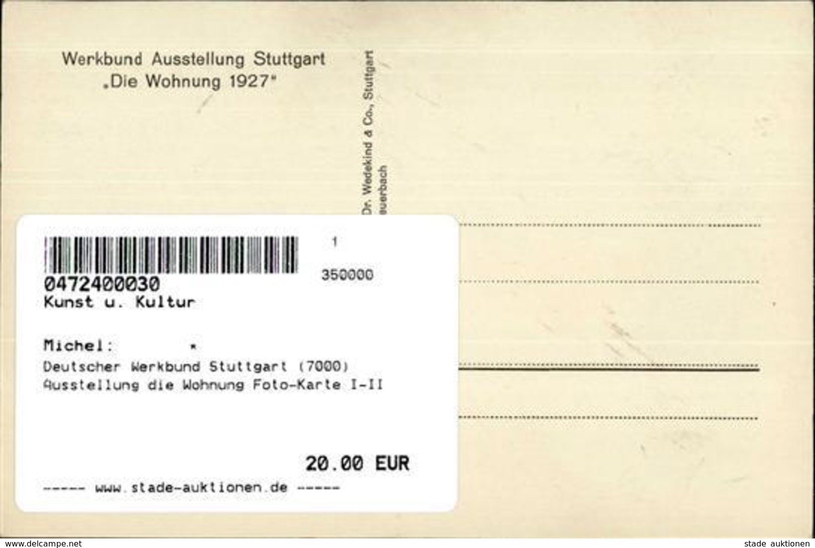Bauhaus Deutscher Werkbund Stuttgart (7000) Ausstellung Die Wohnung Foto-Karte I-II Expo - Sin Clasificación