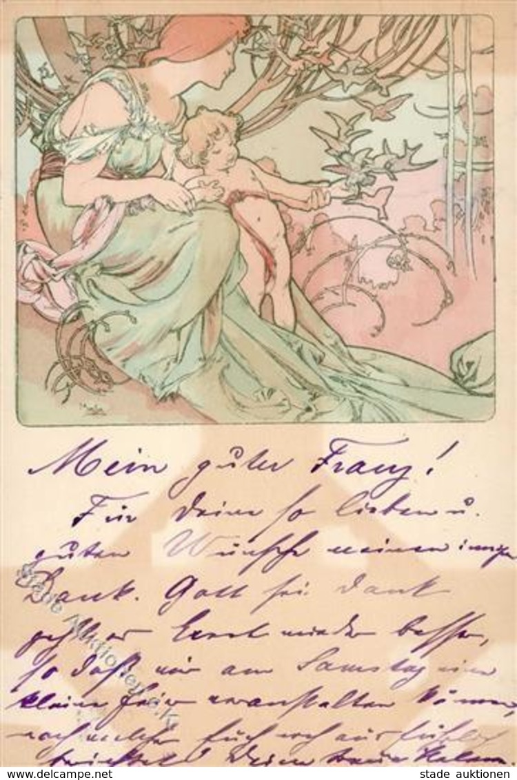 Mucha, A. Frau Kind  Künstlerkarte 1900 I-II - Mucha, Alphonse