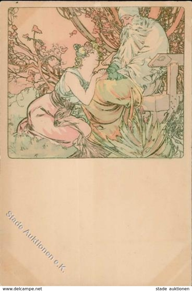 Mucha, Alfons Frau Künstler-Karte I-II - Mucha, Alphonse