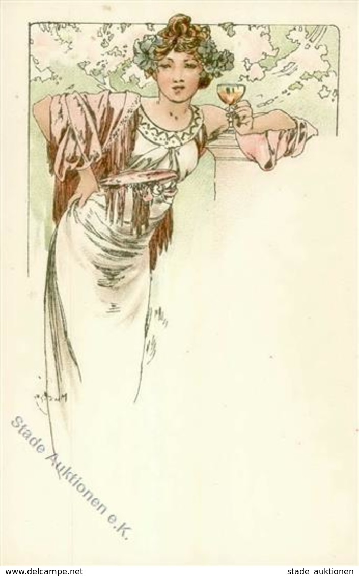 Mucha, Alfons Frau Wein Künstler-Karte I-II Vigne - Mucha, Alphonse