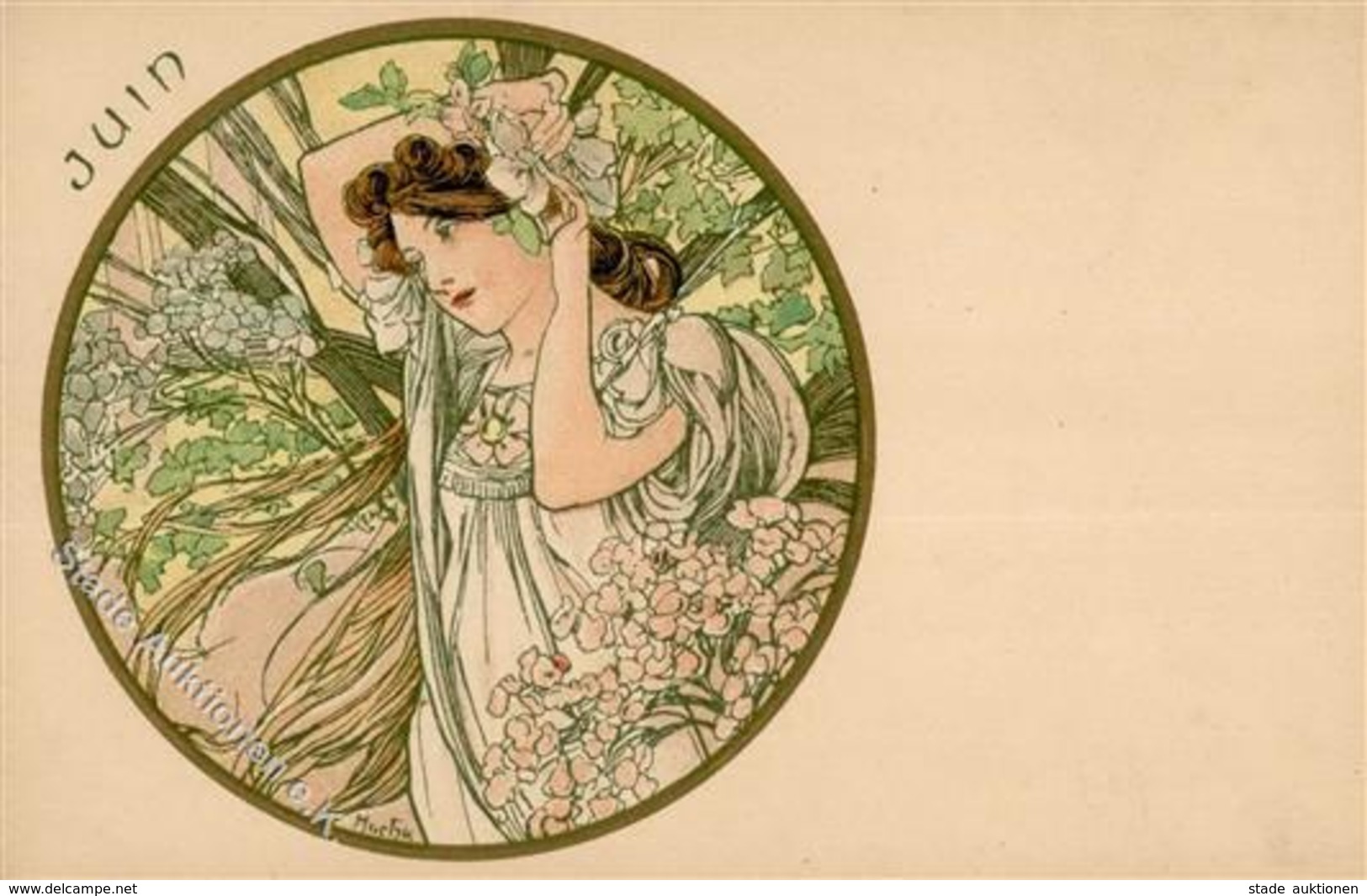 Mucha, Alfons Juin Frau Künstler-Karte I-II - Mucha, Alphonse