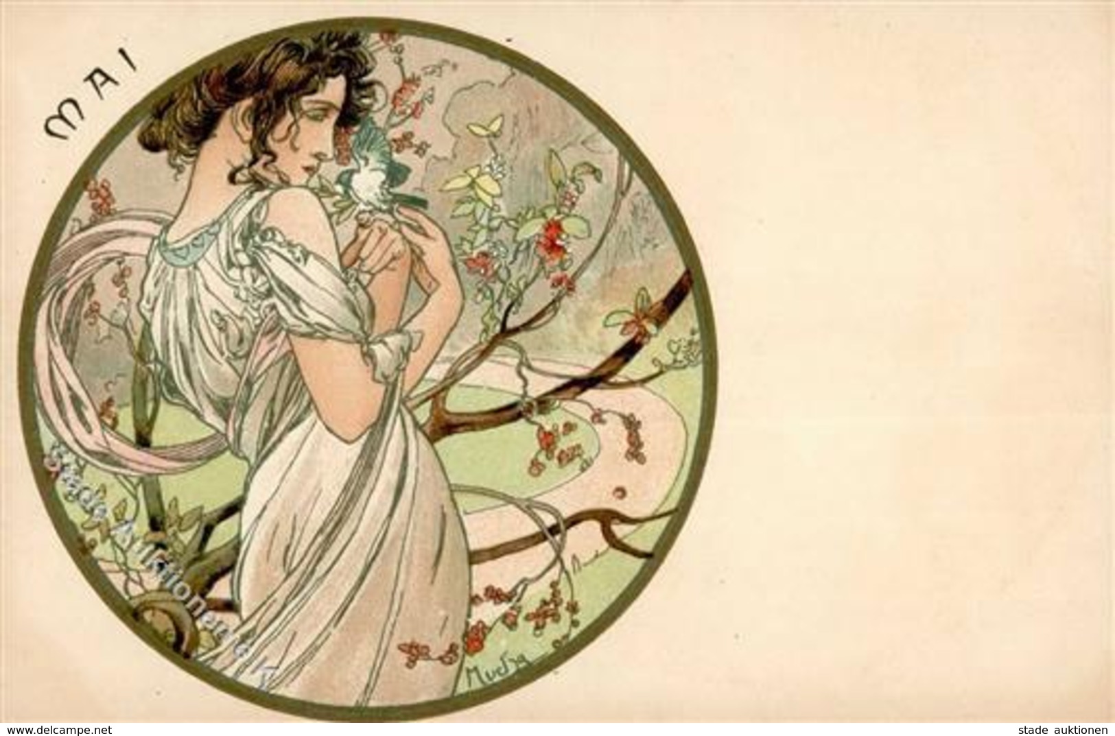 Mucha, Alfons Mai Frau Künstler-Karte I-II - Mucha, Alphonse