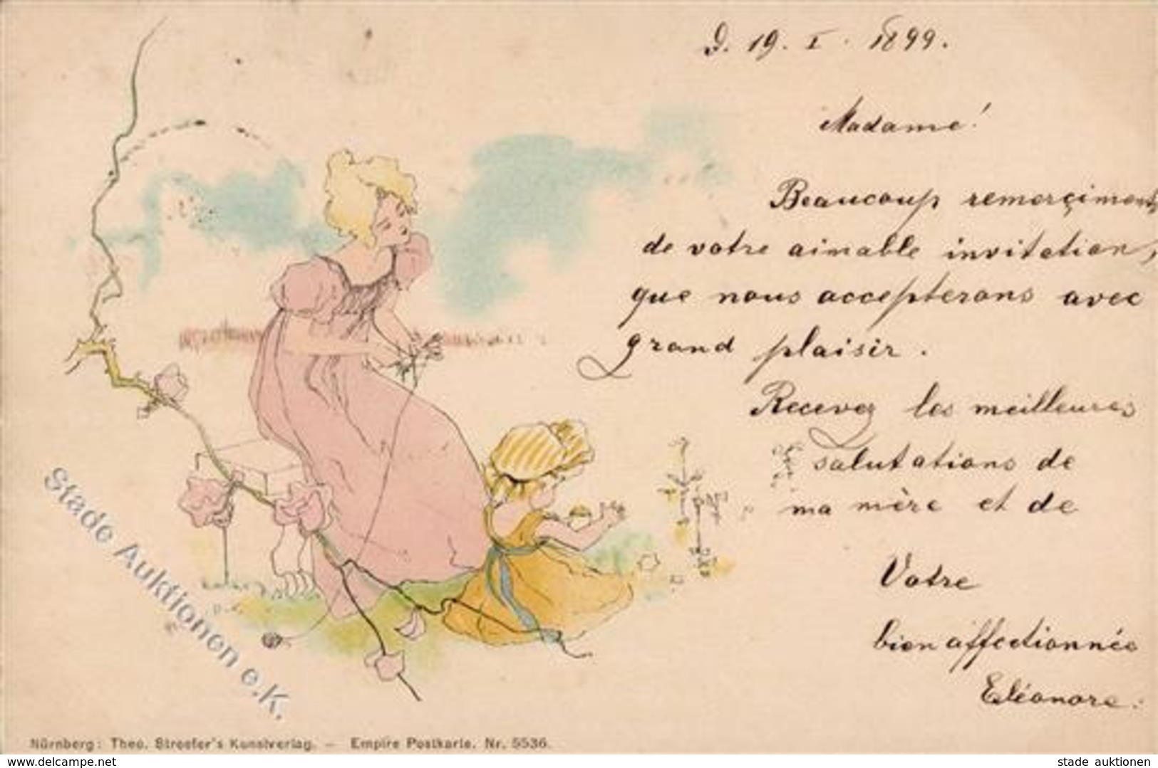 Kirchner, R. Jugendstil Verlag TSN 5536 Künstlerkarte 1899 I-II (fleckig) Art Nouveau - Kirchner, Raphael