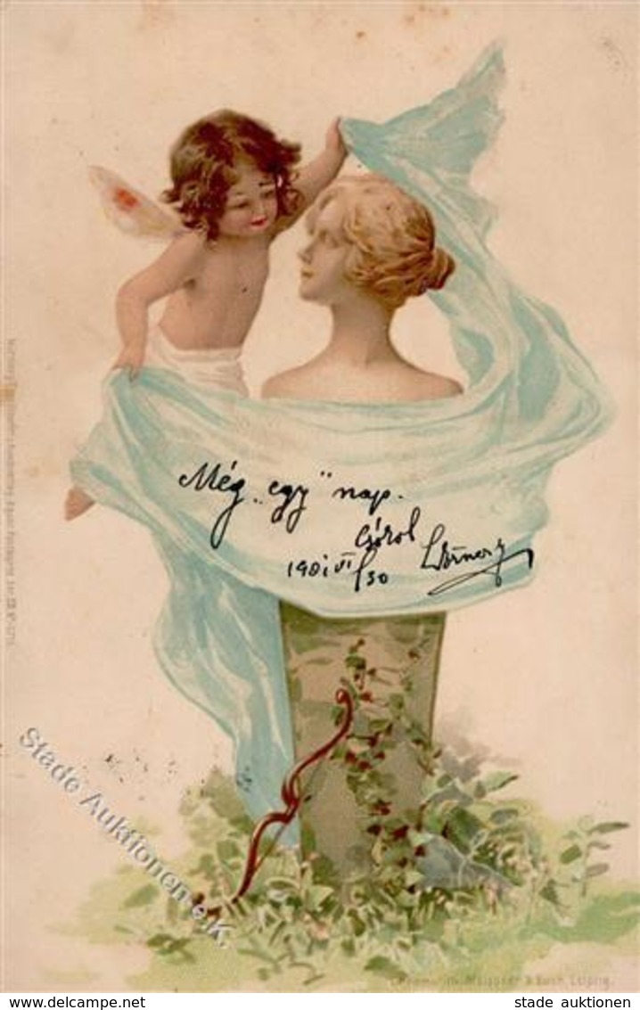 Jugendstil Engel TSN 5716 Künstlerkarte 1903 I-II (Marke Entfernt, Fleckig) Art Nouveau Ange - Non Classificati