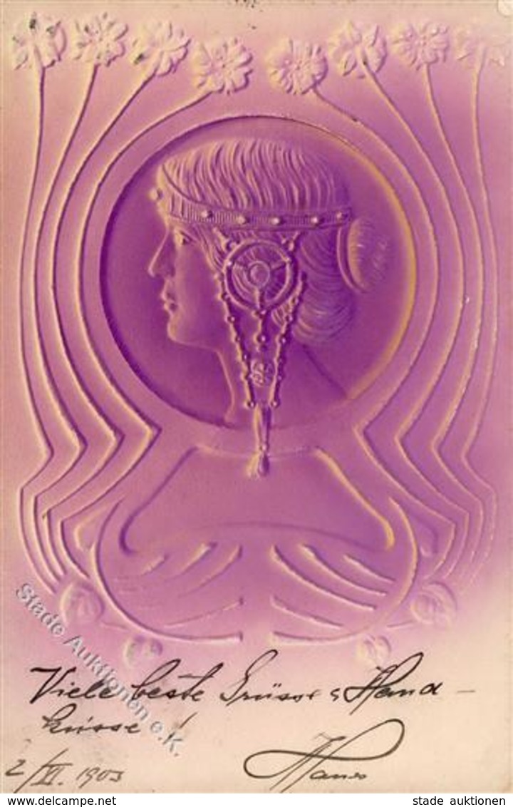 Jugendstil Frau  Prägedruck 1903 I-II Art Nouveau - Ohne Zuordnung