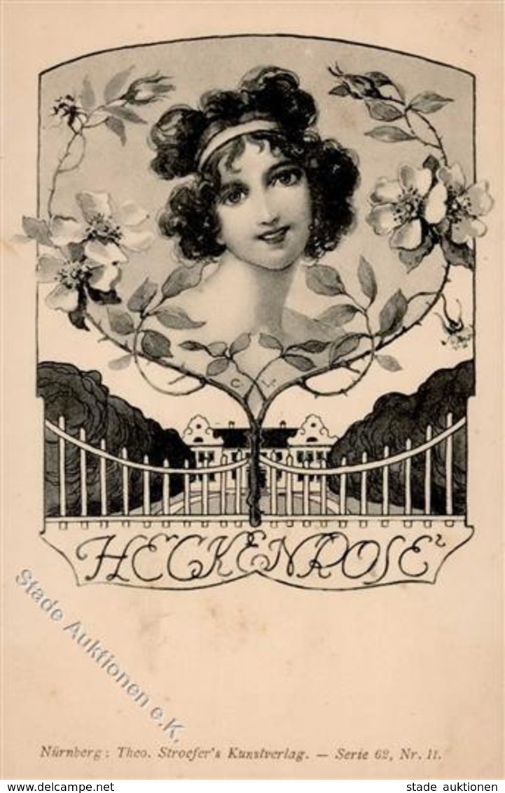 Jugendstil Frau Heckenrose TSN Serie 62 Nr. 11 Künstlerkarte I-II Art Nouveau - Non Classés