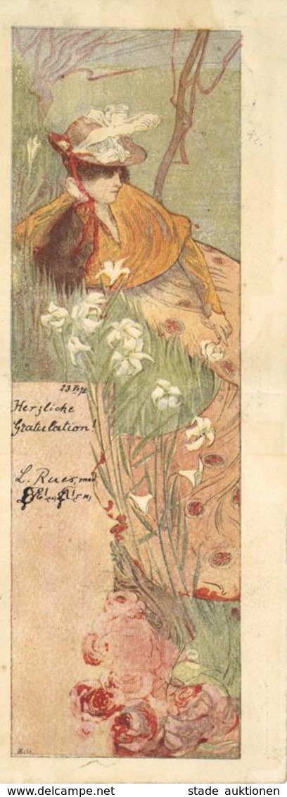 Jugendstil Frau Künstler-Karte 9,5 X 25,5 Cm 1893 I-II Art Nouveau - Ohne Zuordnung