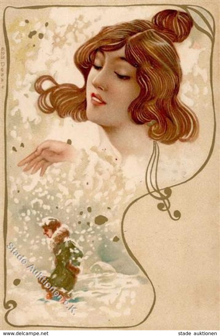 Jugendstil Frau Künstler-Karte I-II Art Nouveau - Non Classés