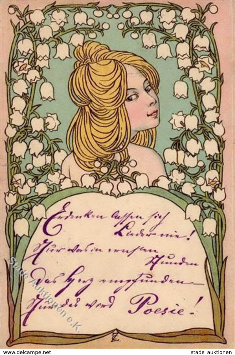 Jugendstil Frau Künstlerkarte 1900 I-II (Marke Entfernt) Art Nouveau - Non Classés