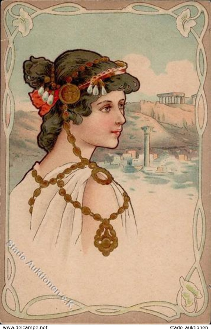 Jugendstil Frau Künstlerkarte I-II Art Nouveau - Ohne Zuordnung