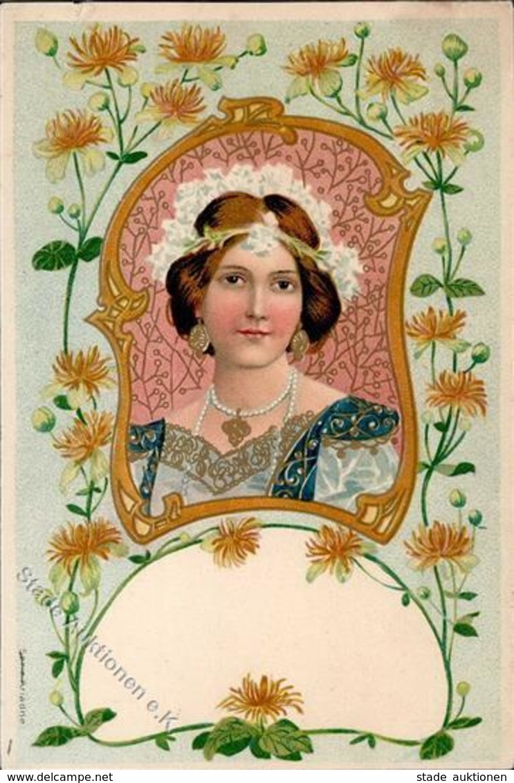 Jugendstil Frau Künstlerkarte I-II (Klebereste RS) Art Nouveau - Unclassified