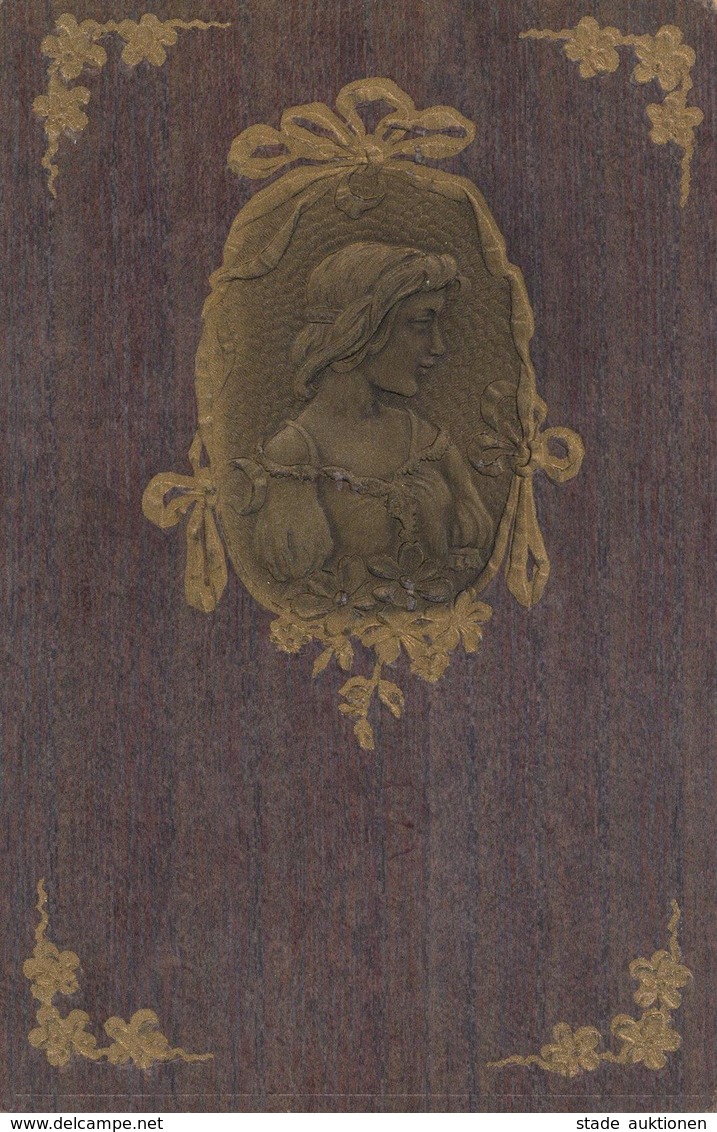 Jugendstil Frau Präge-Karte I-II Art Nouveau - Ohne Zuordnung