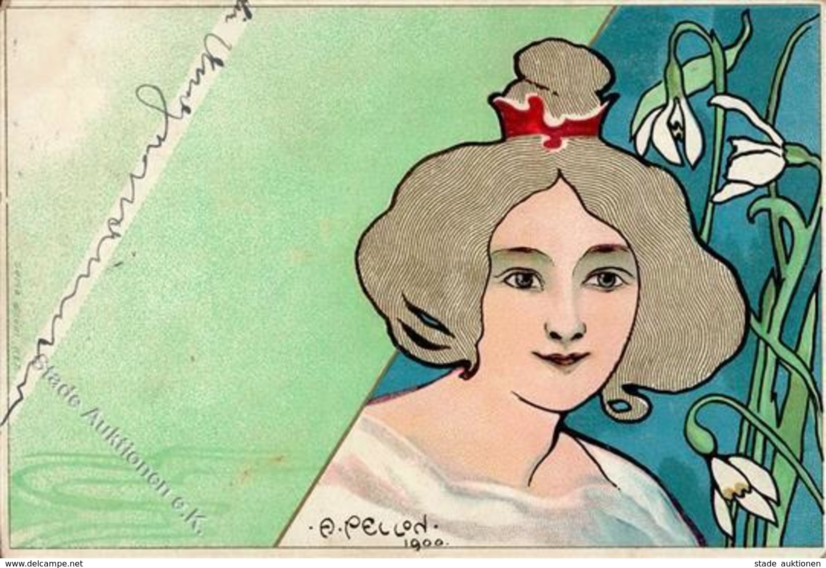 Jugendstil Frau Sign. Pellon, A. Künstlerkarte 1904 I-II Art Nouveau - Unclassified