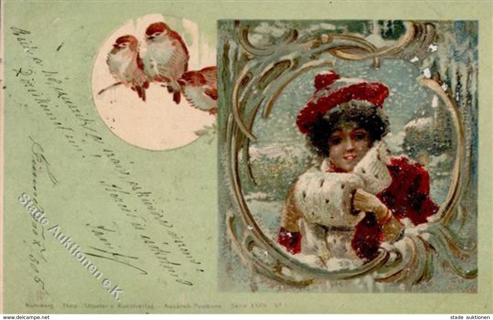 Jugendstil Frau Winter TSN XXVIII Künstlerkarte 1900 I-II Art Nouveau - Unclassified