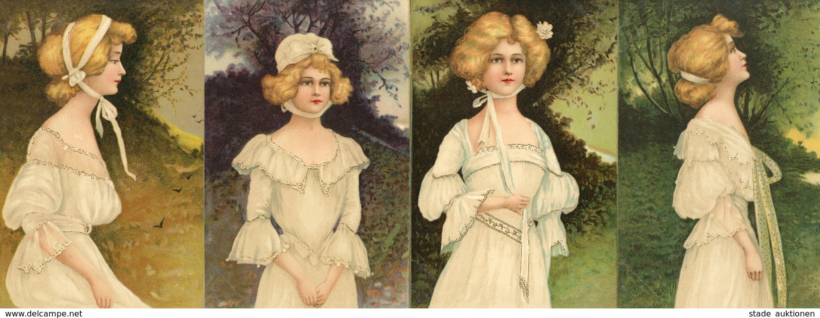 Jugendstil Frauen 4'er Set Künstler-Karten I-II Art Nouveau Femmes - Ohne Zuordnung