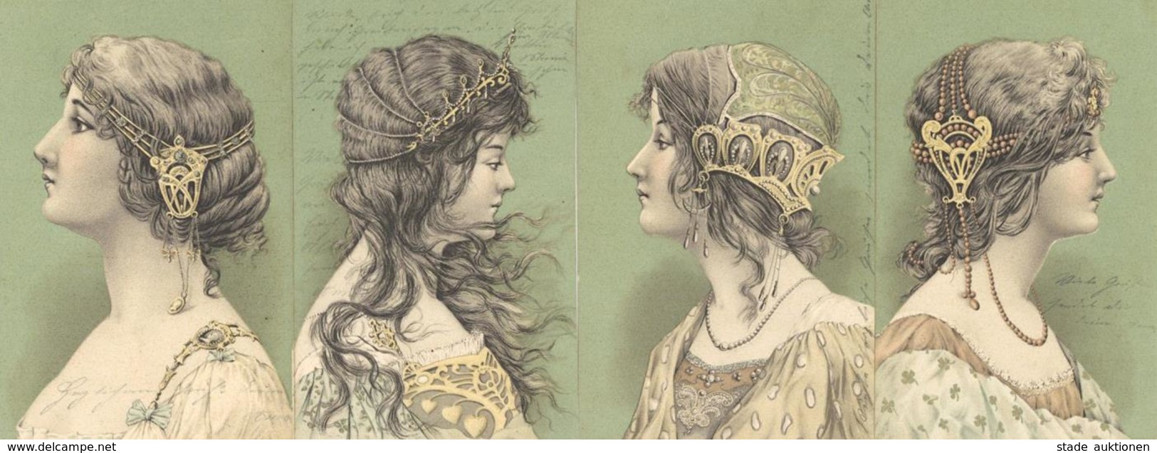 Jugendstil Frauen 4'er Set Künstler-Karten I-II (1 Gelaufen) Art Nouveau Femmes - Unclassified