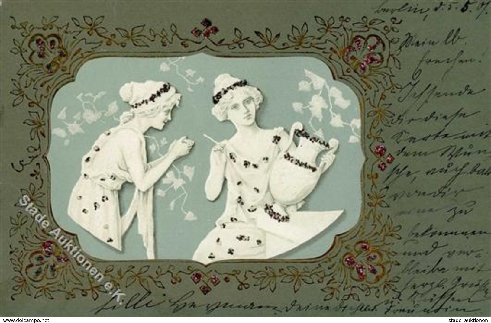 Jugendstil Frauen Glitter Geprägt Künstlerkarte 1901 I-II Art Nouveau Femmes - Unclassified