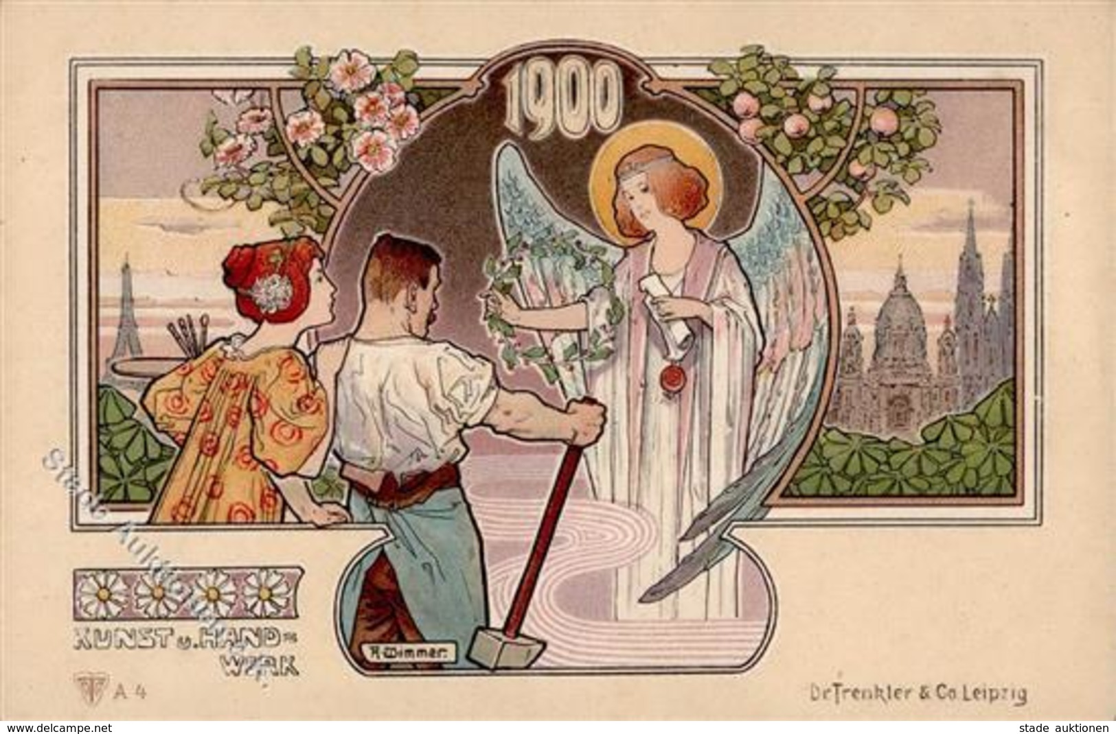 Jugendstil Frauen Kunst Und Handwerk Sign. Wimmer, A. Künstlerkarte I-II Art Nouveau Femmes - Ohne Zuordnung