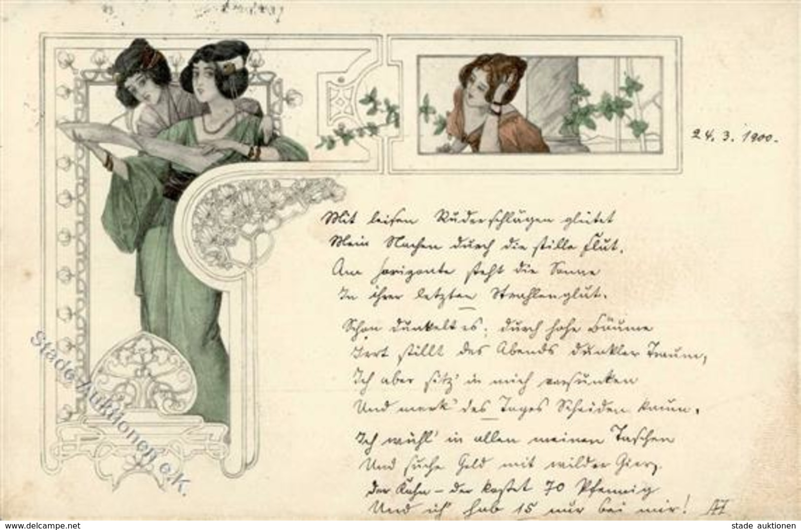 Jugendstil Frauen Künstlerkarte 1900 I-II Art Nouveau Femmes - Unclassified