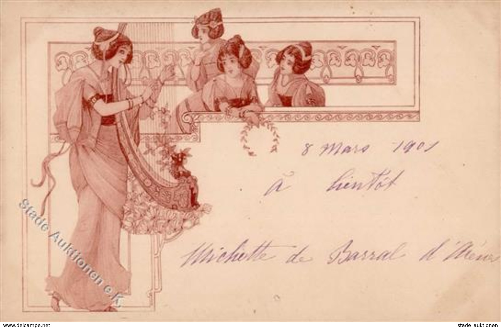 Jugendstil Pallas Athene Künstlerkarte 1901 I-II Art Nouveau - Non Classés