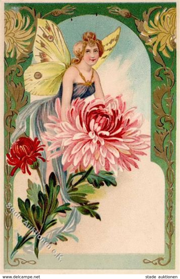 Jugendstil Schmetterling Personifiziert Künstlerkarte I-II (Klebereste RS) Art Nouveau - Non Classés