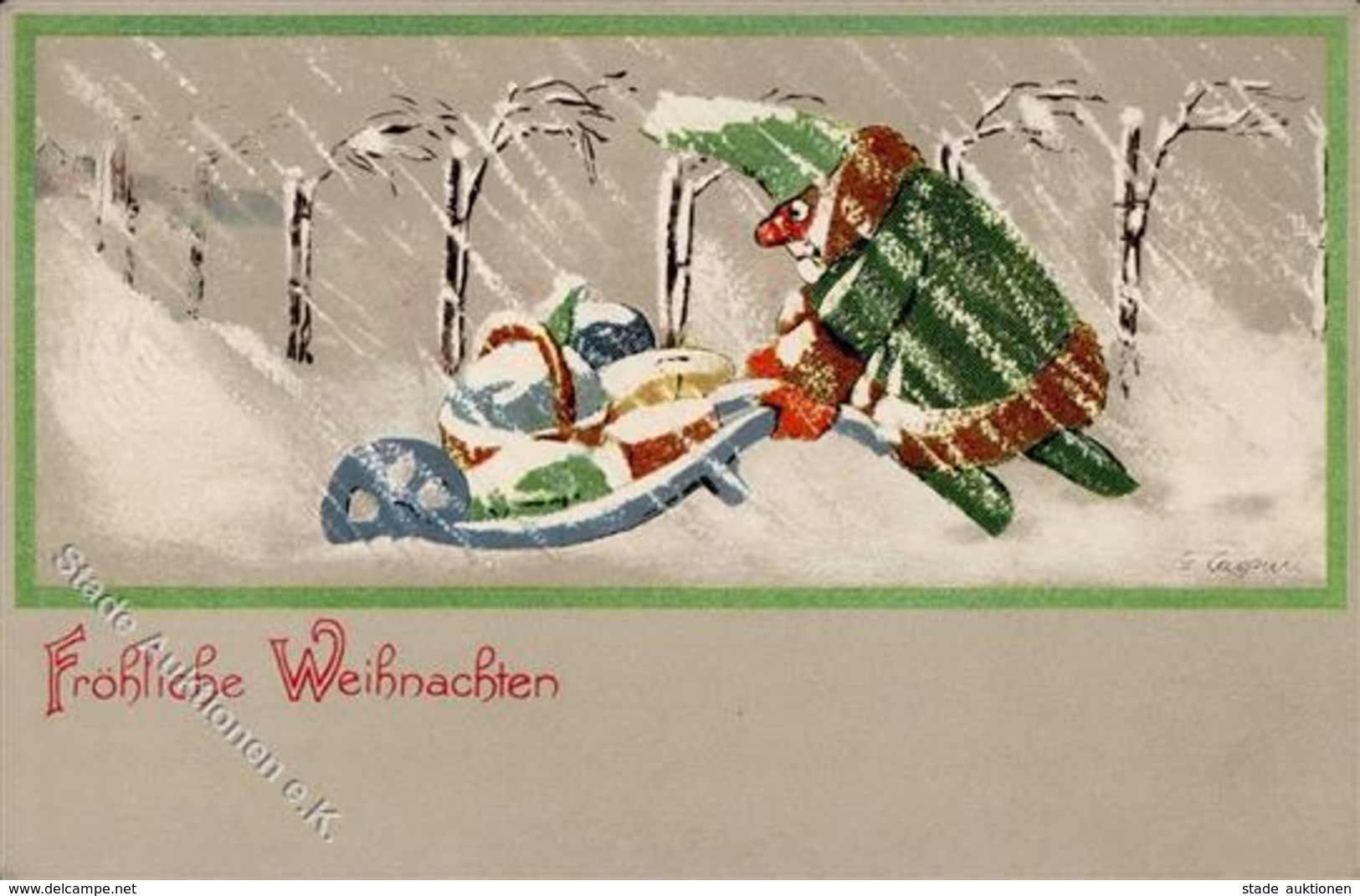 Caspari Zwerg Weihnachten Künstlerkarte I-II Noel Lutin - Ohne Zuordnung