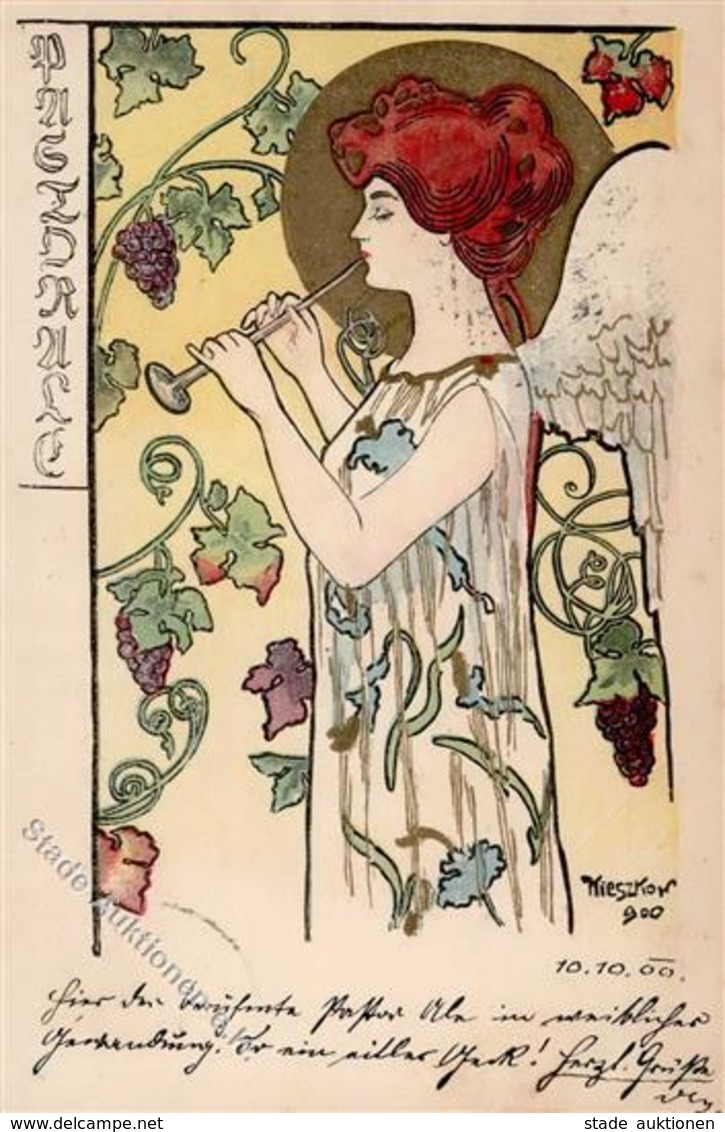 Kieszkow Jugendstil Engel Künstlerkarte 1900 I-II Art Nouveau Ange - Non Classés