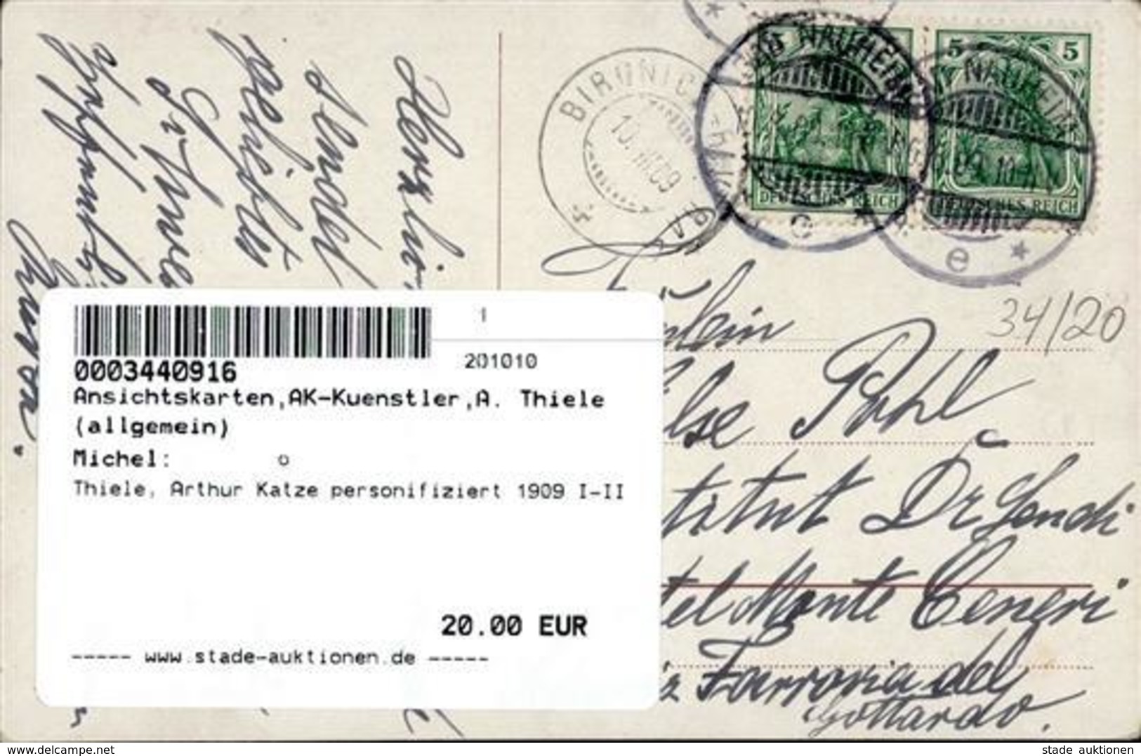 Thiele, Arthur Katze Personifiziert 1909 I-II Chat - Thiele, Arthur