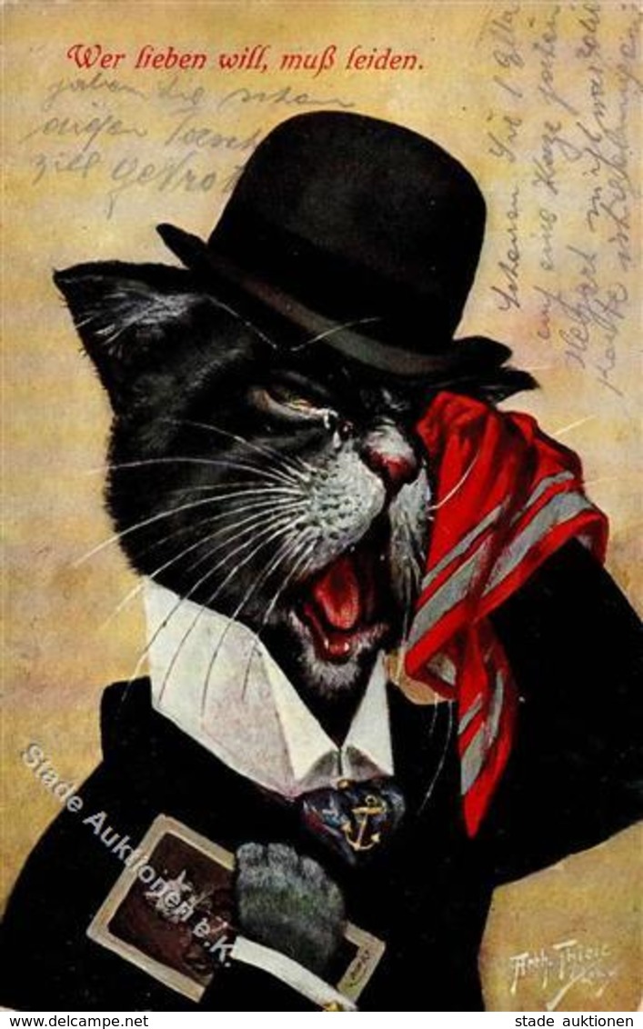 Thiele, Arthur Katze Personifiziert Künstlerkarte 1911 I-II Chat - Thiele, Arthur