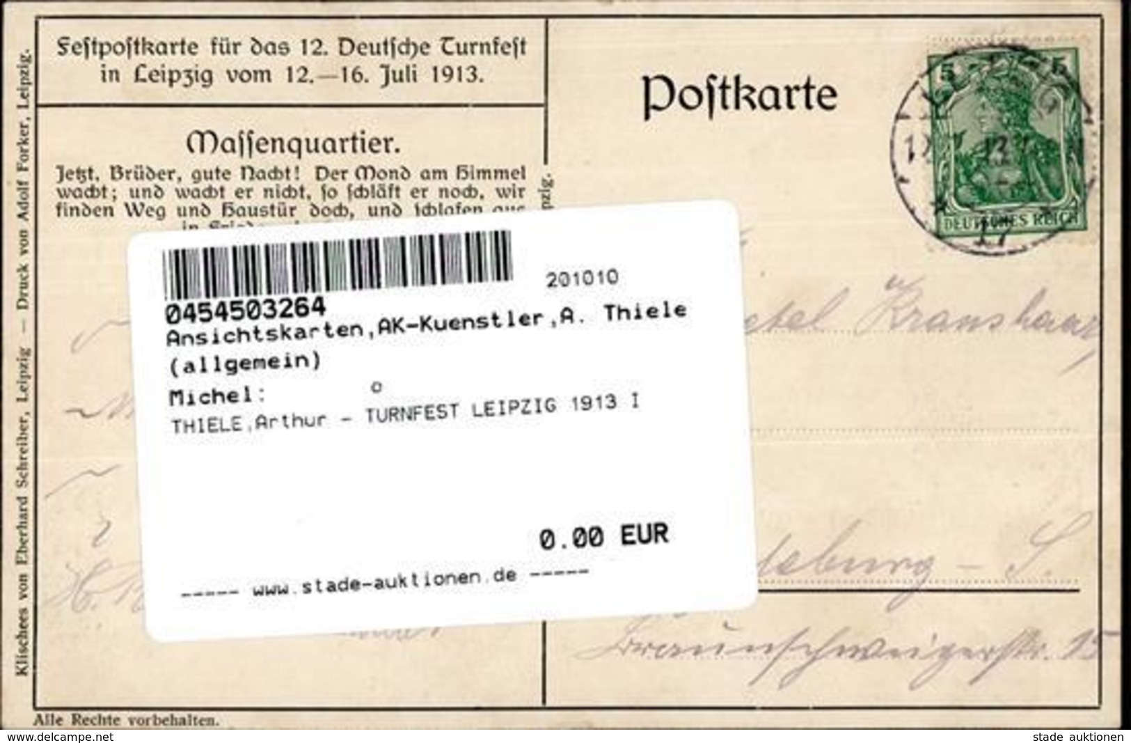 THIELE,Arthur - TURNFEST LEIPZIG 1913 I - Thiele, Arthur