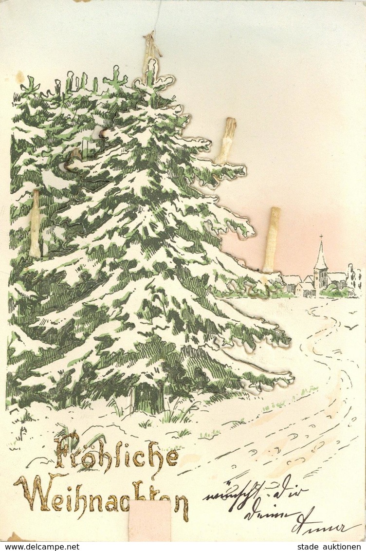 Mechanik-Karte Weihnachtsbaum Zieh-Karte 1903 I-II - Unclassified