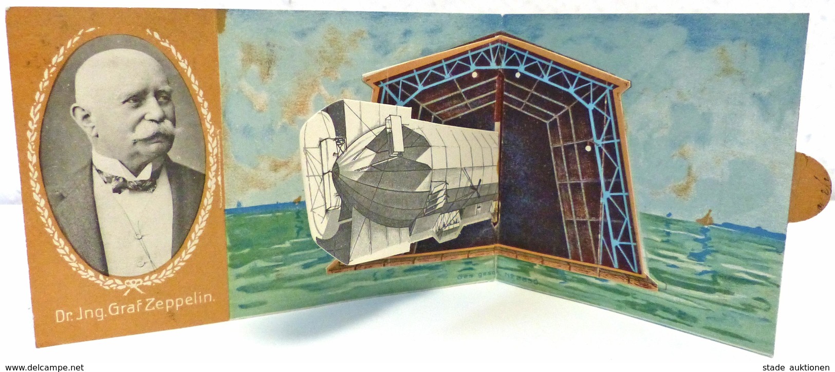 Mechanik-Karte Zeppelin Klapp-Karte Aufsteller 1898 I-II Dirigeable - Ohne Zuordnung