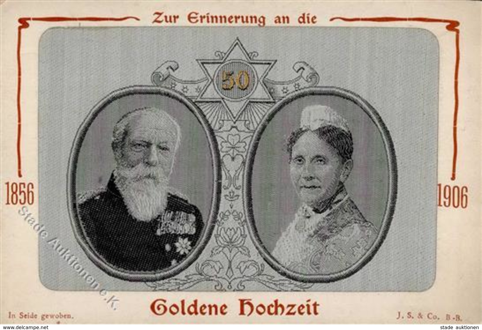 Seide Gewebt Goldene Hochzeit Großherzog Friedrich Und Großherzogin Luise I-II Soie - Non Classés