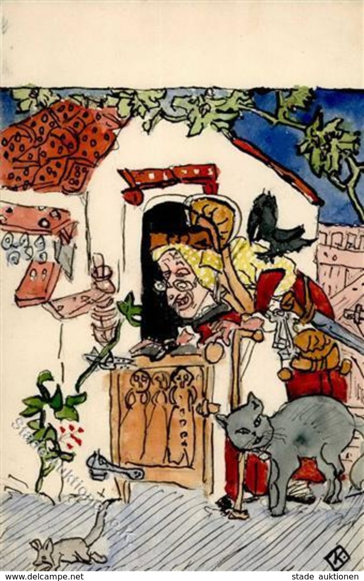 HANDGEMALT - HEXE Sign. Künstlerkarte 1917 I - Ohne Zuordnung