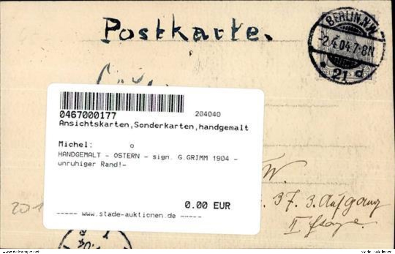 HANDGEMALT - OSTERN - Sign. G.GRIMM 1904 -unruhiger Rand!- - Non Classificati