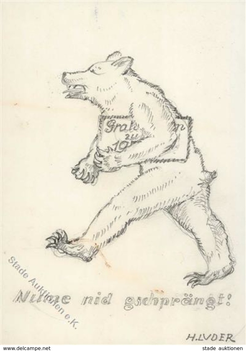 Handgemalt Bär Sign. Luder, H.  Künstlerkarte I-II Peint à La Main - Ohne Zuordnung