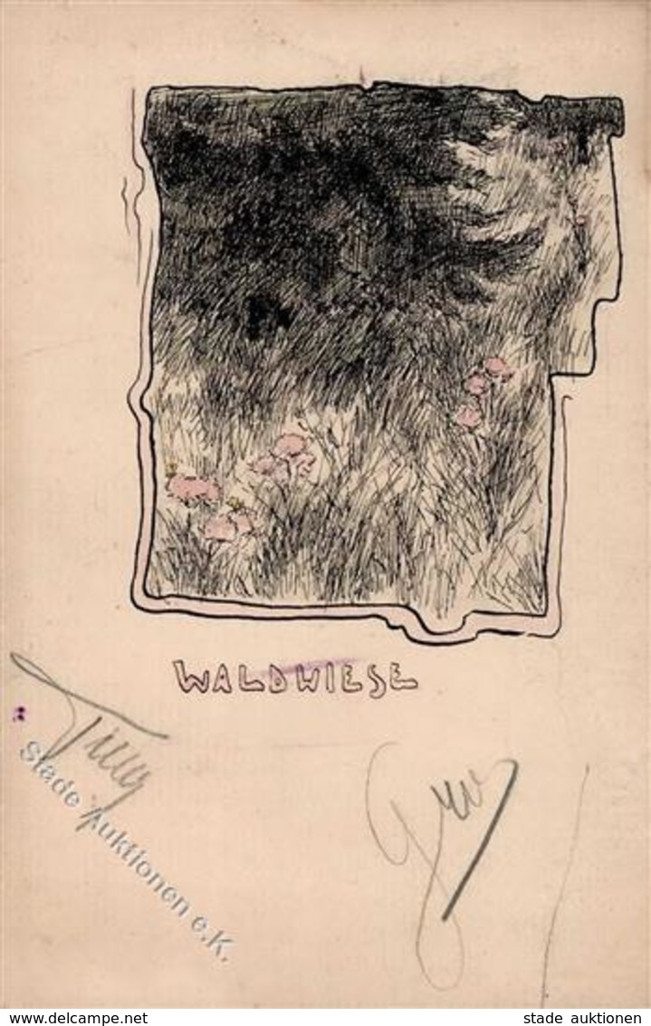 Handgemalt Waldwiese Künstlerkarte 1901 I-II Peint à La Main - Non Classés
