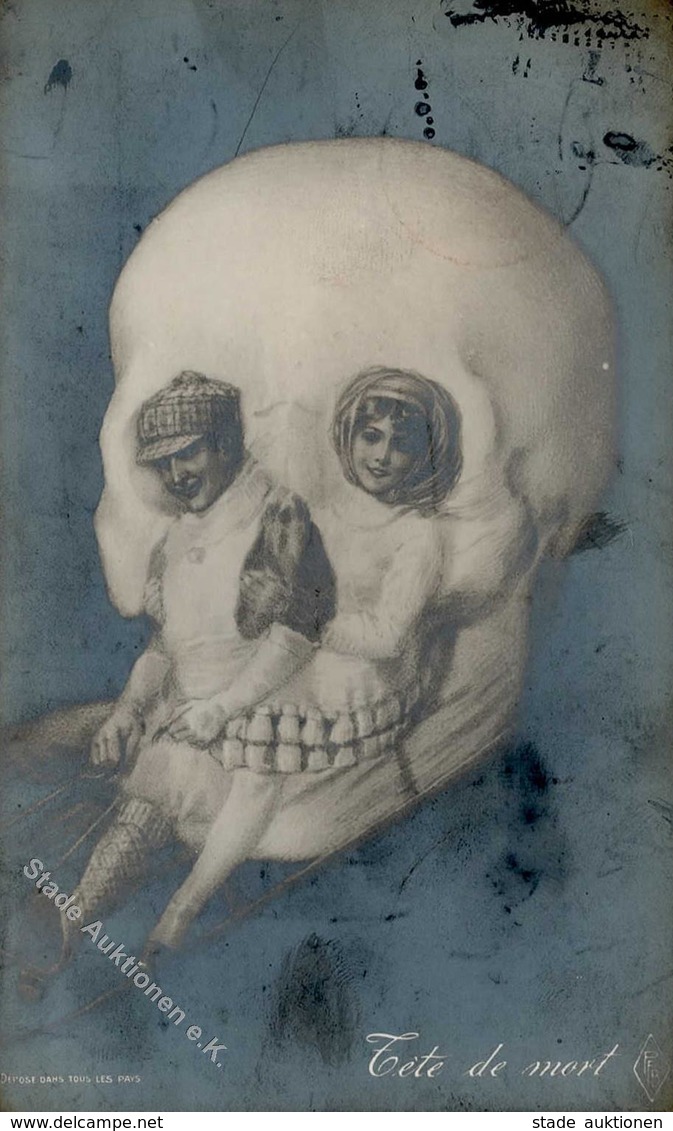 Metamorphose Totenkopf Tete De Mort Foto AK 1909 I-II Surrealisme - Unclassified