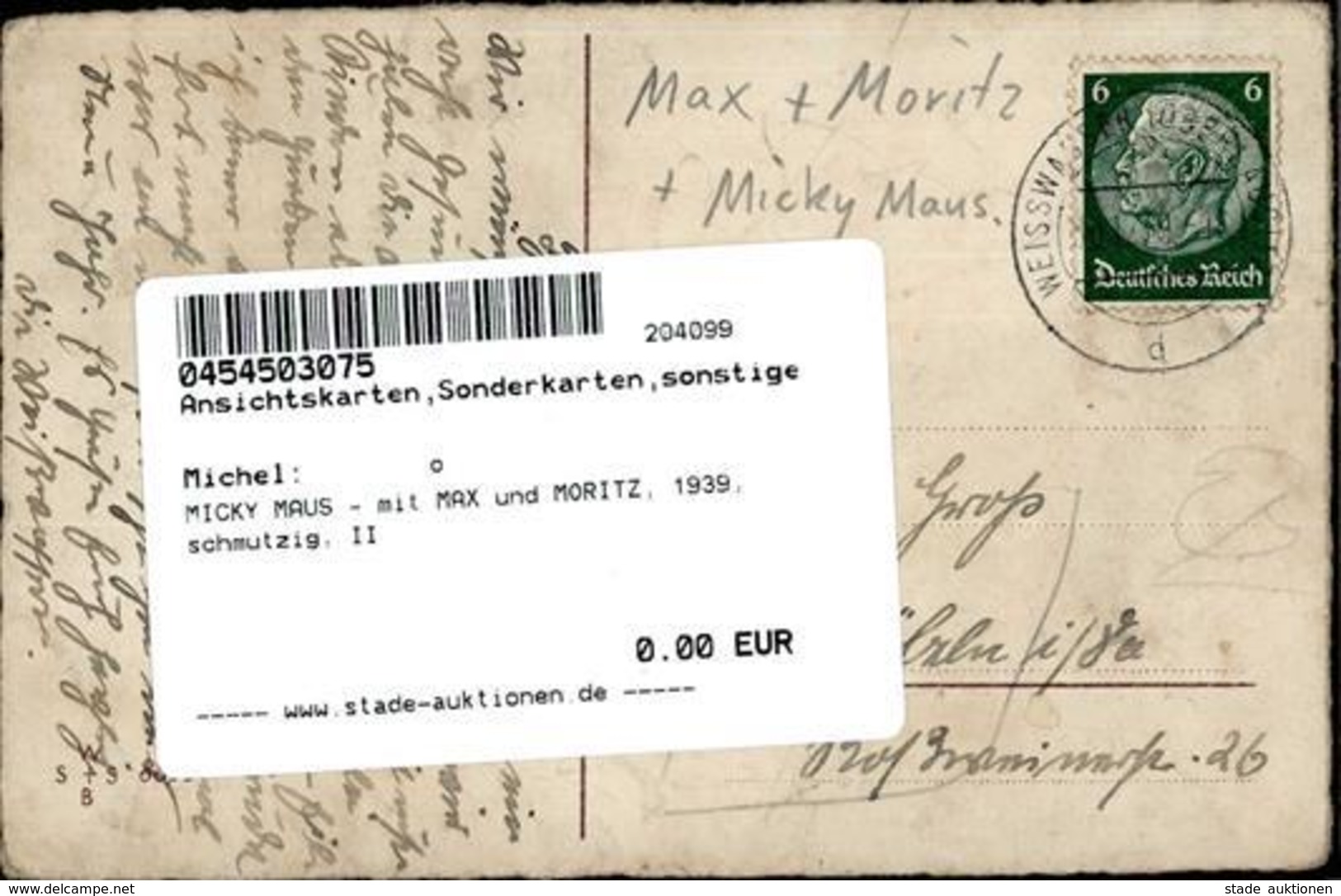 MICKY MAUS - Mit MAX Und MORITZ, 1939, Schmutzig, II - Unclassified