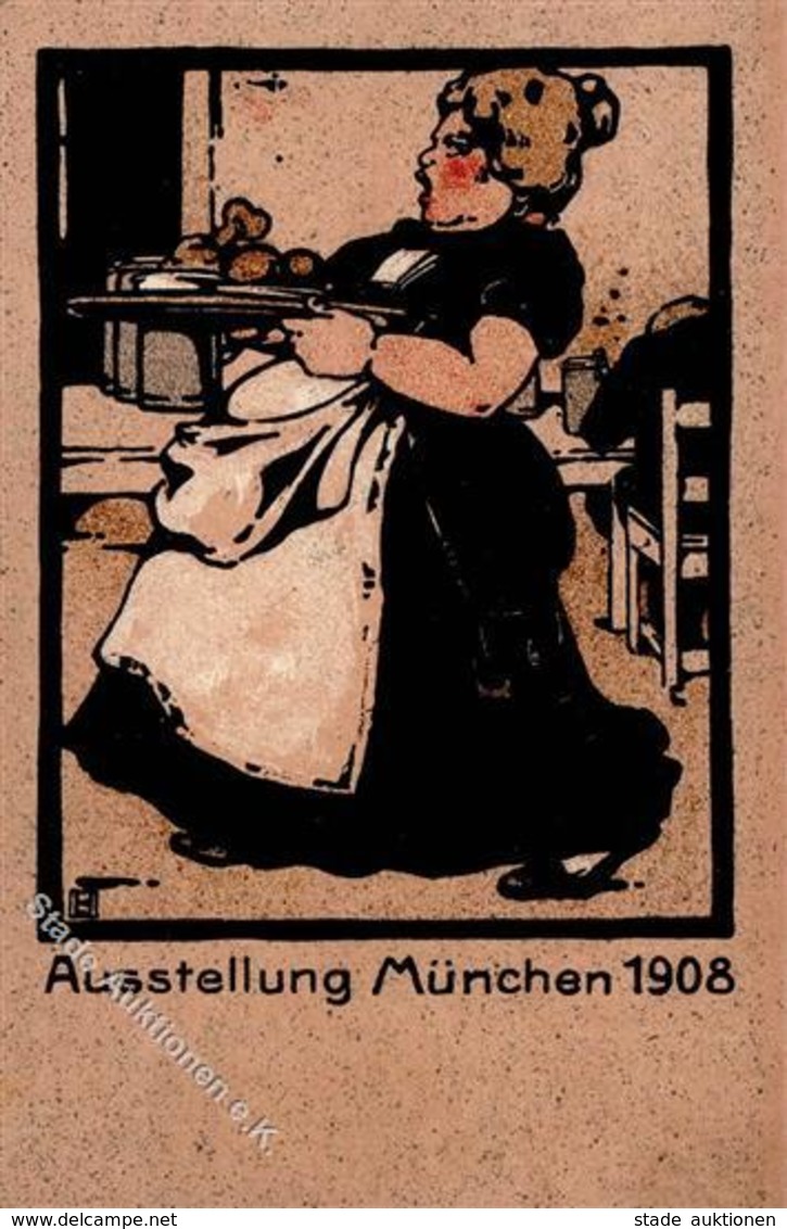 Hohlwein, L. Ausstellung München  Künstlerkarte 1908 I-II Expo - Hohlwein, Ludwig